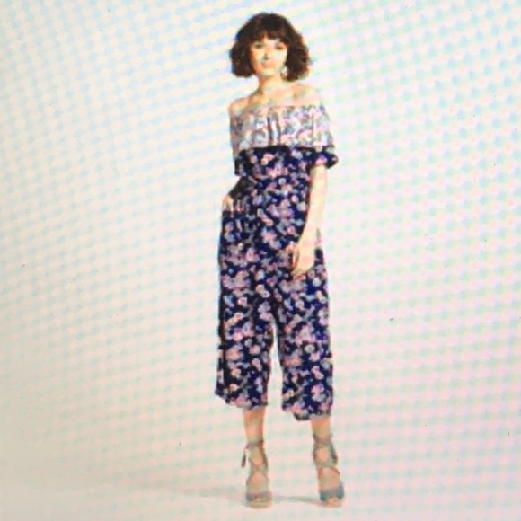 Xhilaration Pants - Xhilaration Mixed Print Cold Shoulder Jumpsuit M